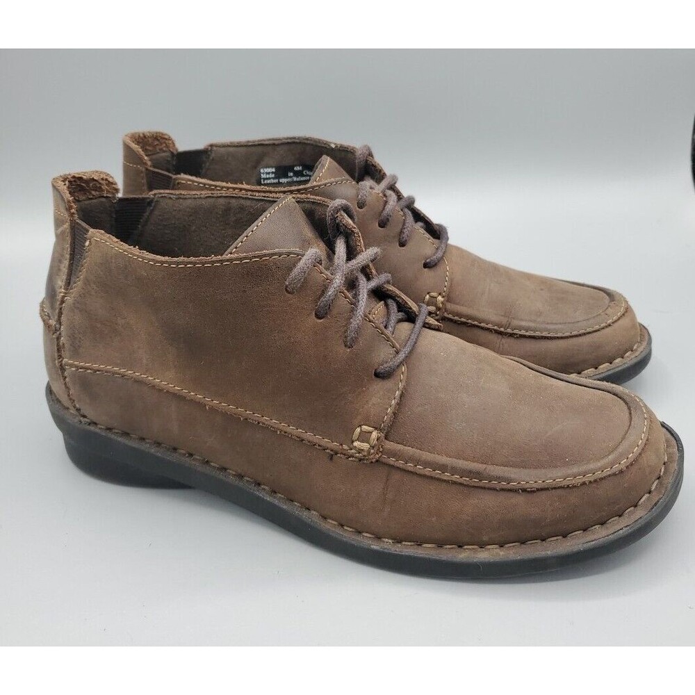Clarks Bendables Nikki Class Brown Leather Comfort Lace Up Ankle Bootie Size 6 M